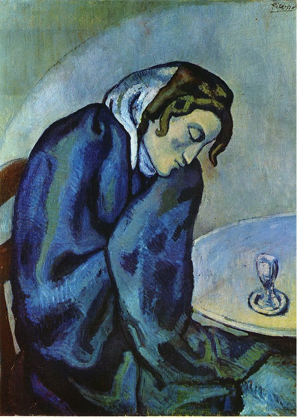 Picasso Drunk woman is tired 1902